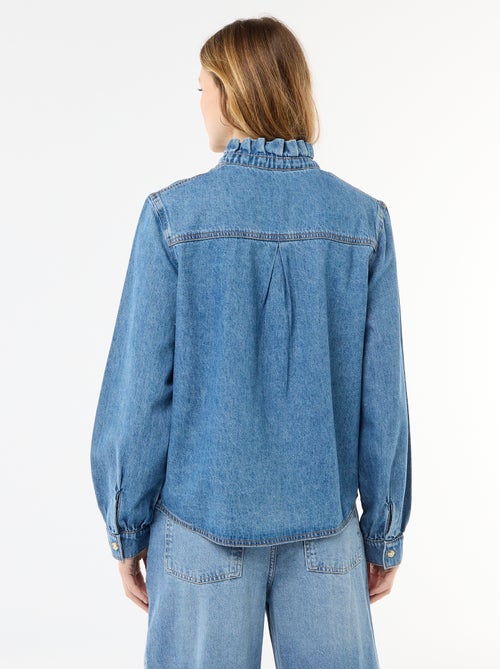 Blusa in denim con colletto a volant - Kiabi