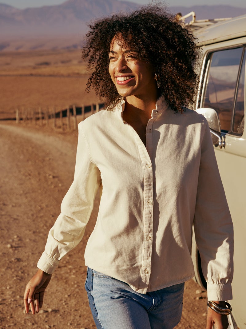 Blusa in denim con colletto a volant Giallo - Kiabi