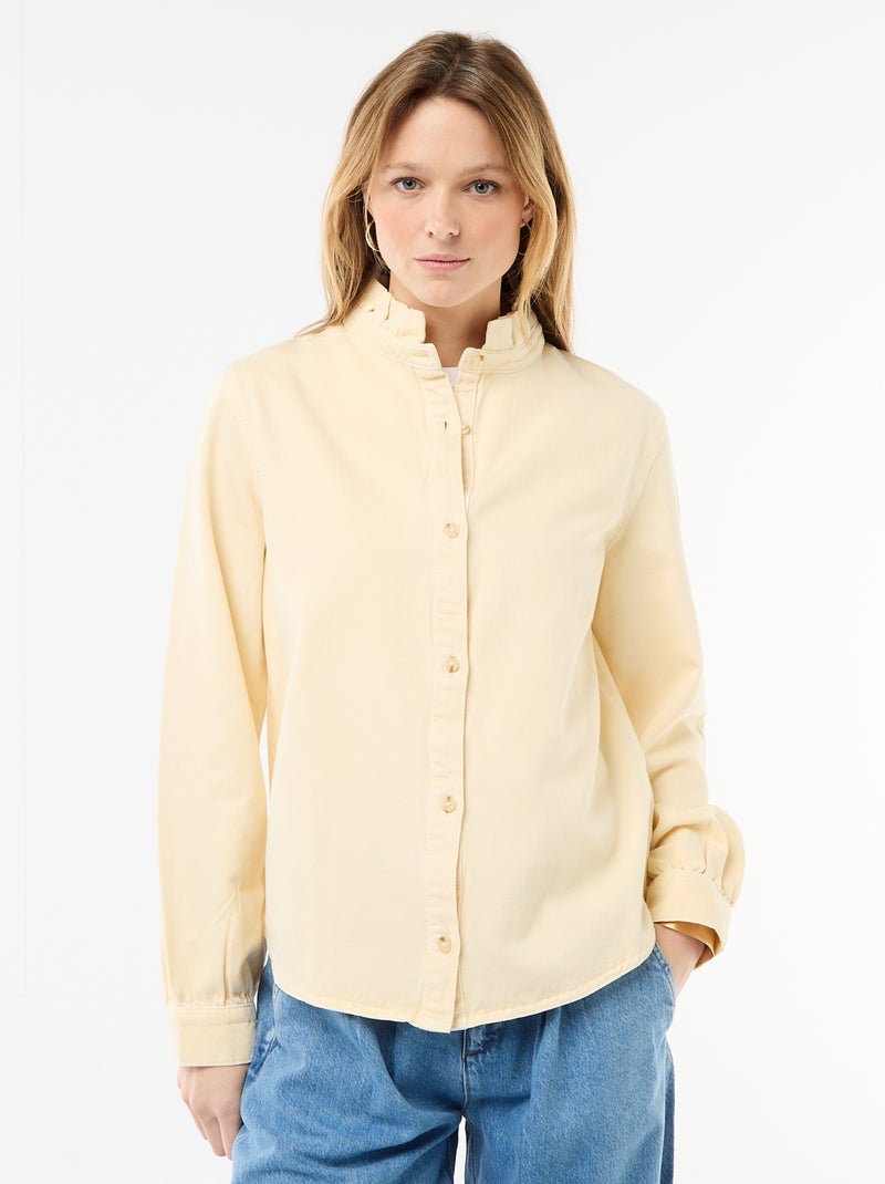 Blusa in denim con colletto a volant Giallo - Kiabi
