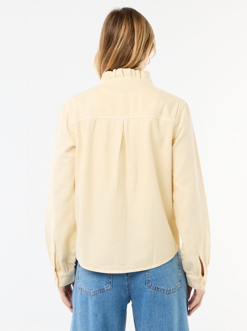 Blusa in denim con colletto a volant Giallo - Kiabi