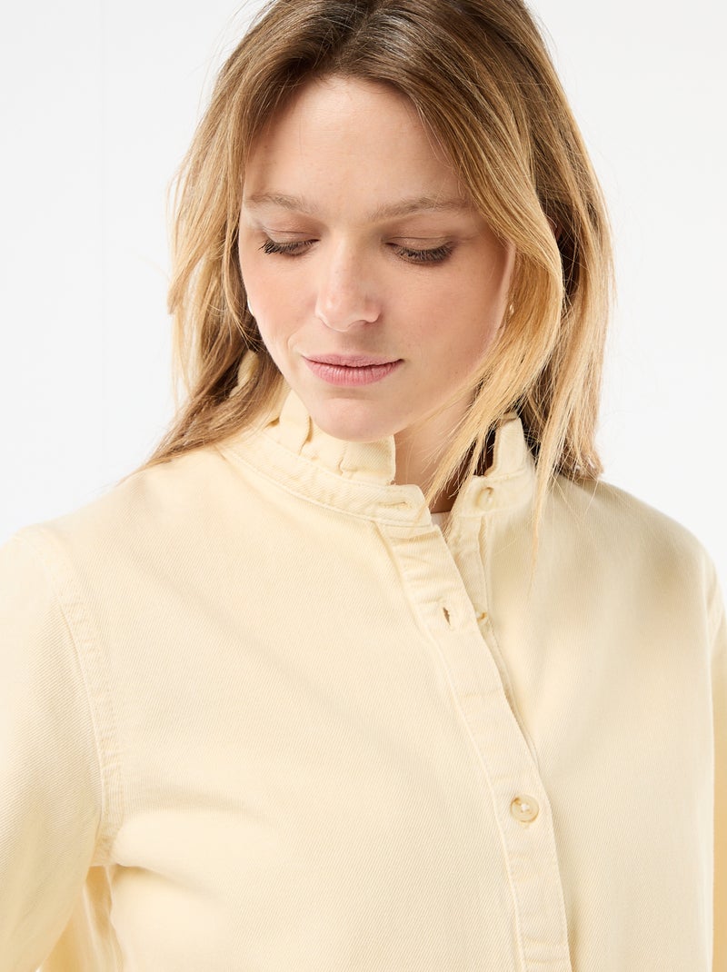 Blusa in denim con colletto a volant Giallo - Kiabi