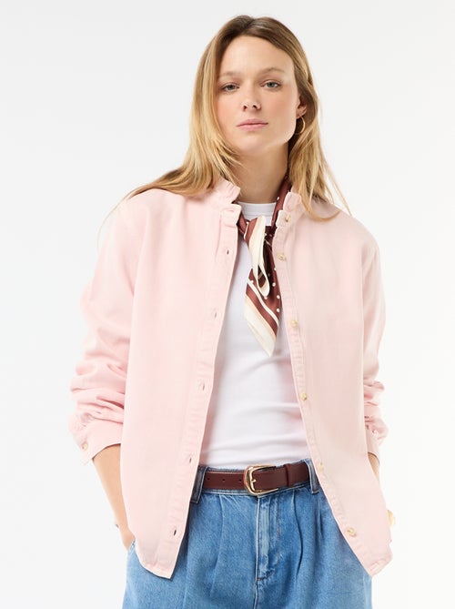 Blusa in denim con colletto a volant - Kiabi