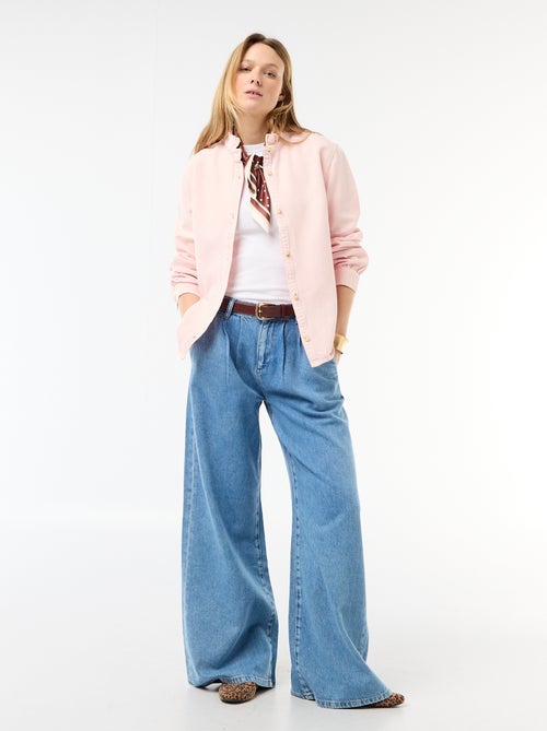 Blusa in denim con colletto a volant - Kiabi