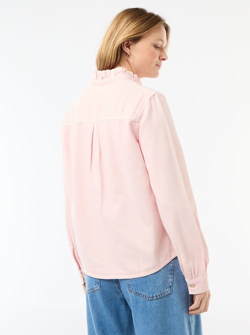 Blusa in denim con colletto a volant - Kiabi