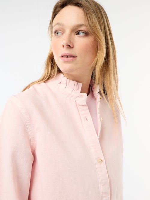 Blusa in denim con colletto a volant - Kiabi