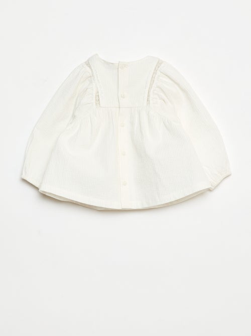 Blusa in dobby con inserto in pizzo - Kiabi