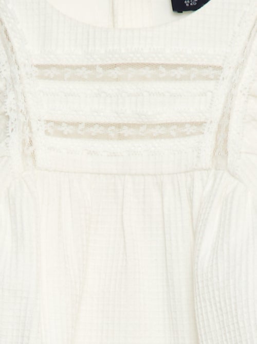 Blusa in dobby con inserto in pizzo - Kiabi