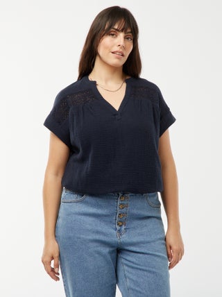 Blusa in doppia garza di cotone