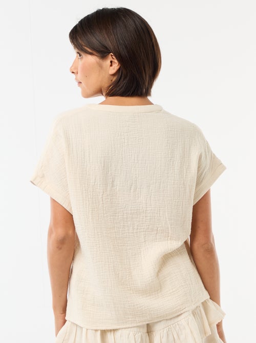 Blusa in doppia garza di cotone con ricami - Kiabi