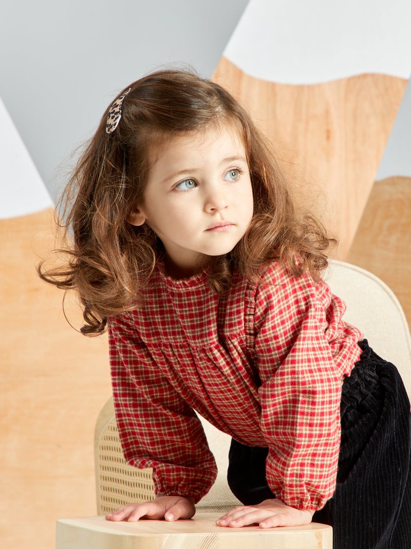 Blusa in flanella a quadri scozzesi ROSSO - Kiabi