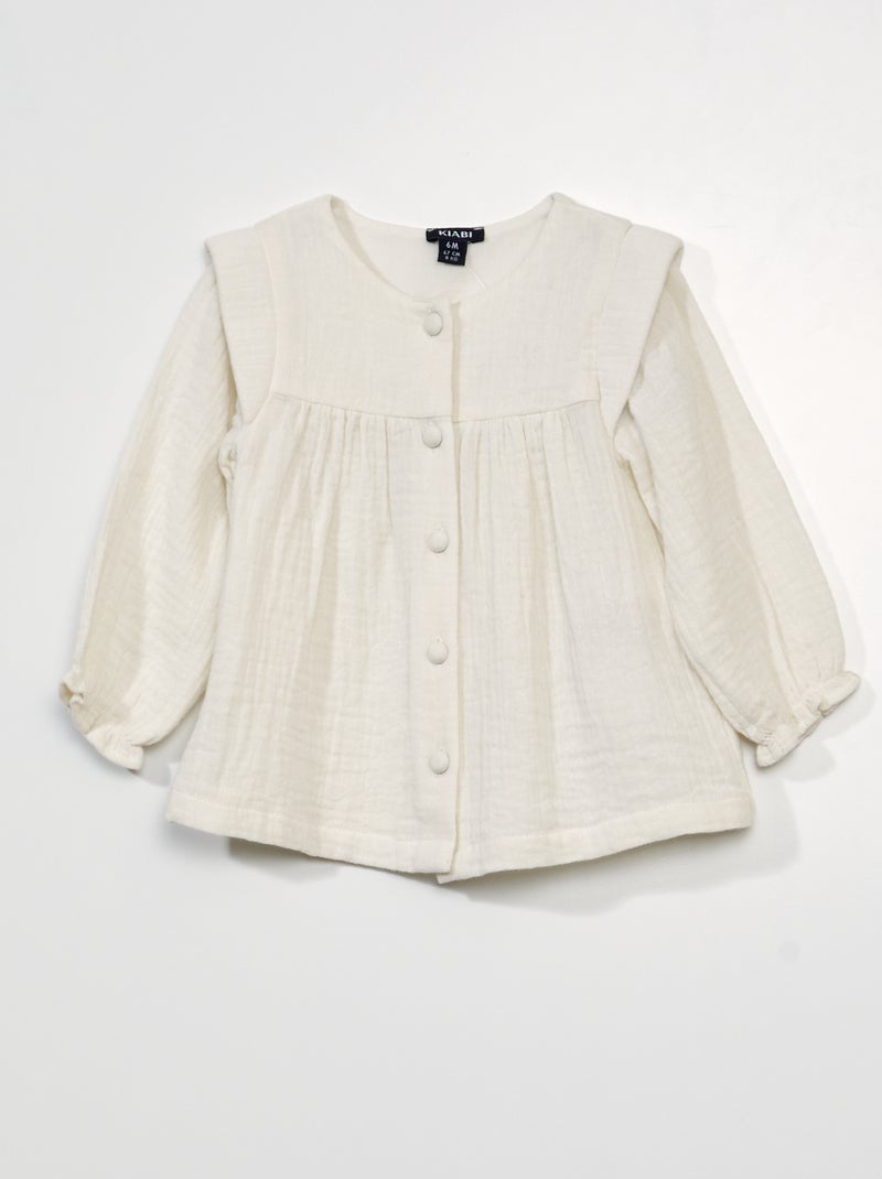 Blusa in garza di cotone BIANCO - Kiabi