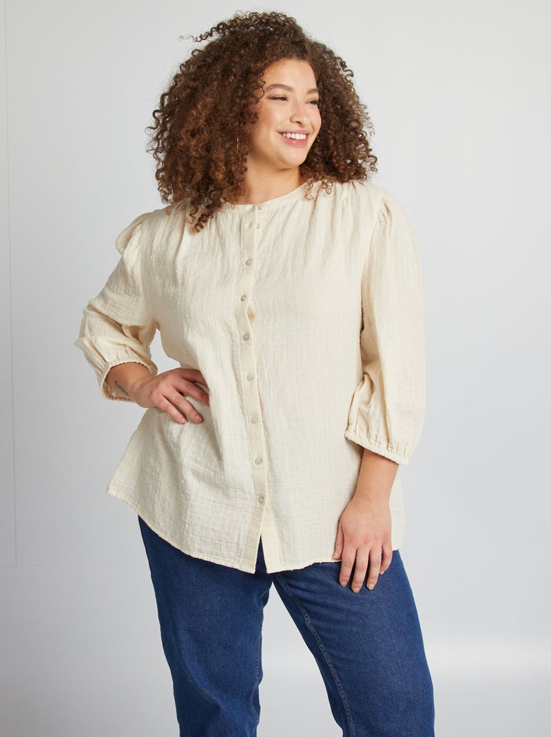 Blusa in garza di cotone BIANCO - Kiabi
