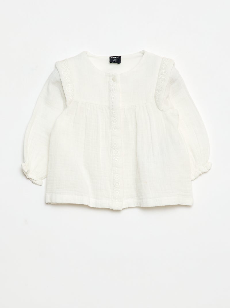 Blusa in garza di cotone Bianco - Kiabi