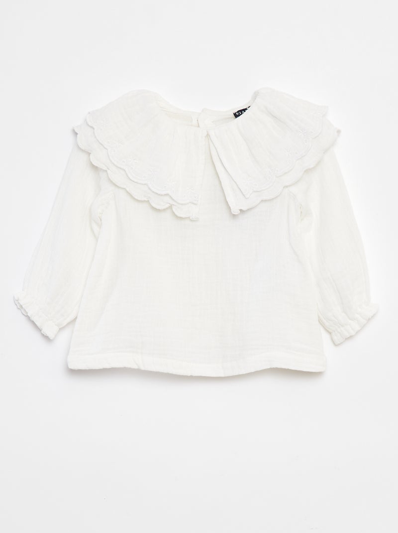 Blusa in garza di cotone Bianco - Kiabi