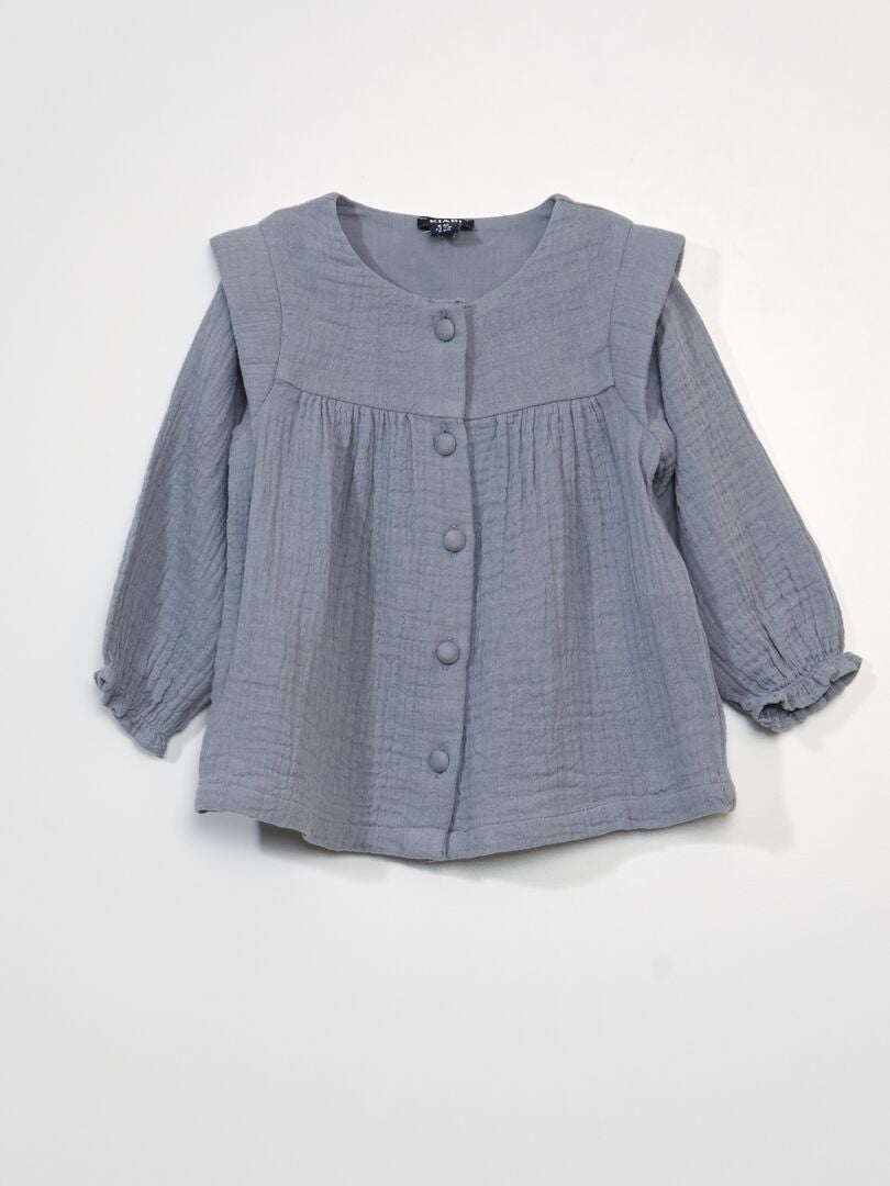 Blusa in garza di cotone BLU - Kiabi