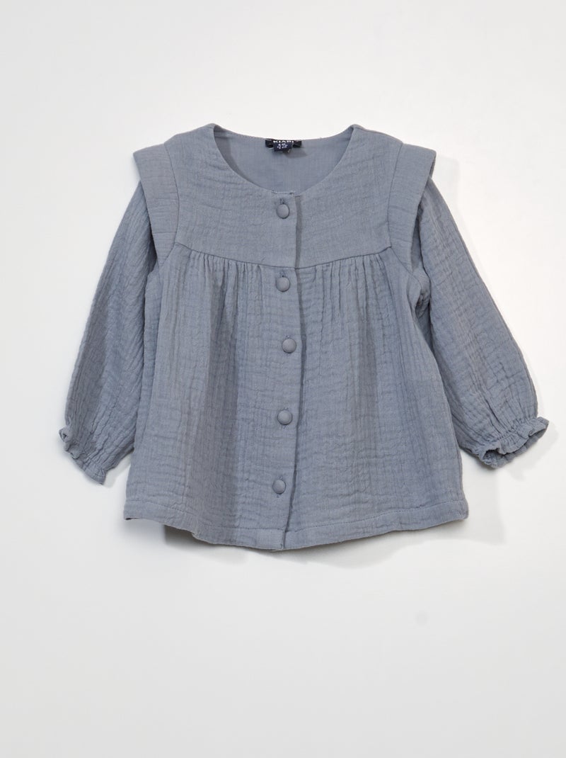 Blusa in garza di cotone BLU - Kiabi