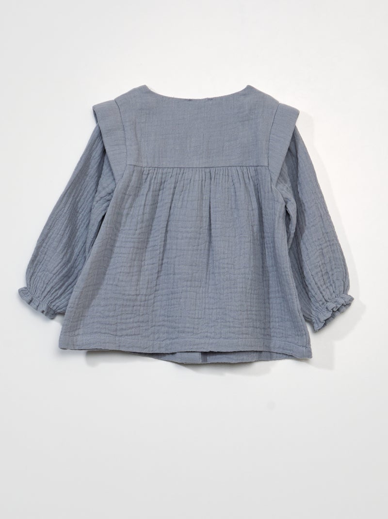 Blusa in garza di cotone BLU - Kiabi