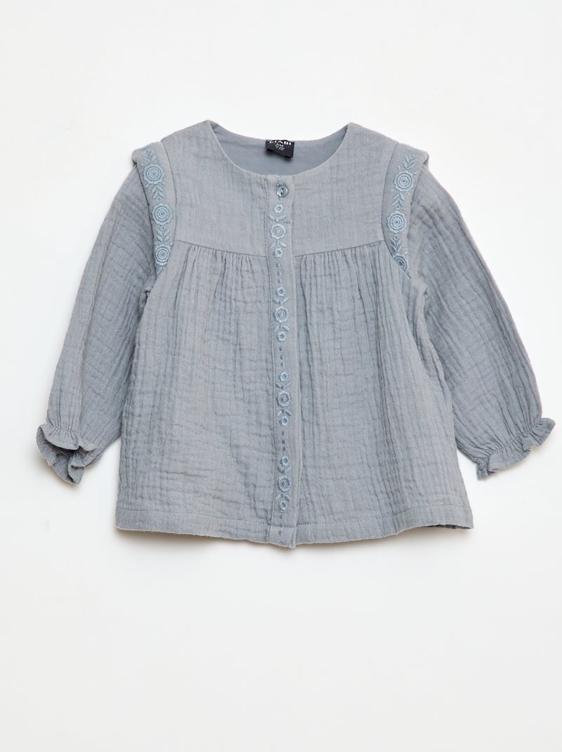Blusa in garza di cotone Blu - Kiabi