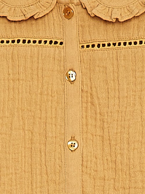 Blusa in garza di cotone con colletto claudine - Kiabi