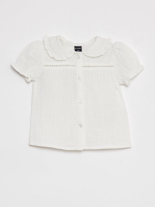 Blusa in garza di cotone con colletto claudine - Kiabi