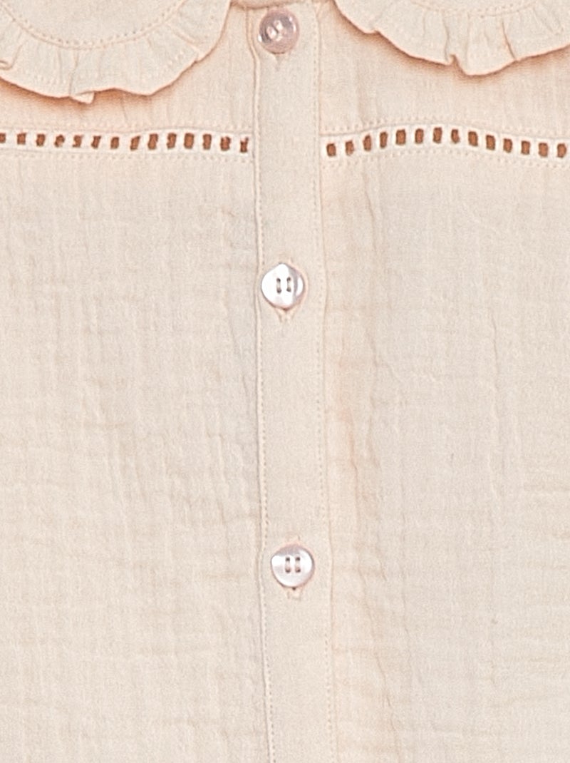 Blusa in garza di cotone con colletto claudine ROSA - Kiabi