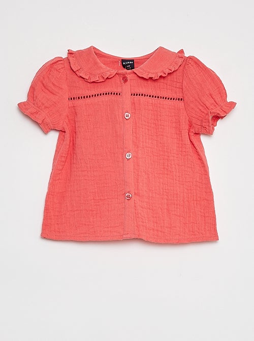 Blusa in garza di cotone con colletto claudine - Kiabi