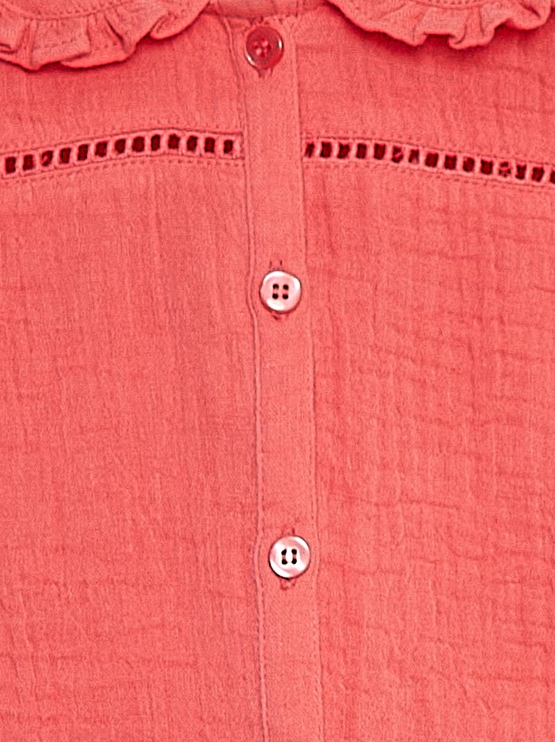 Blusa in garza di cotone con colletto claudine ROSA - Kiabi