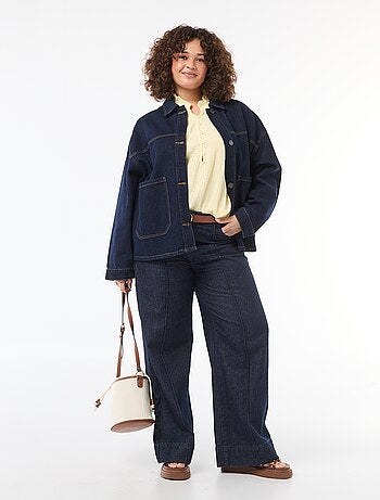 Blusa in garza di cotone con collo arricciato