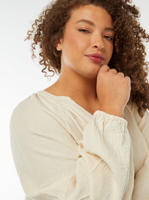 Blusa in garza di cotone con maniche a sbuffo - Kiabi