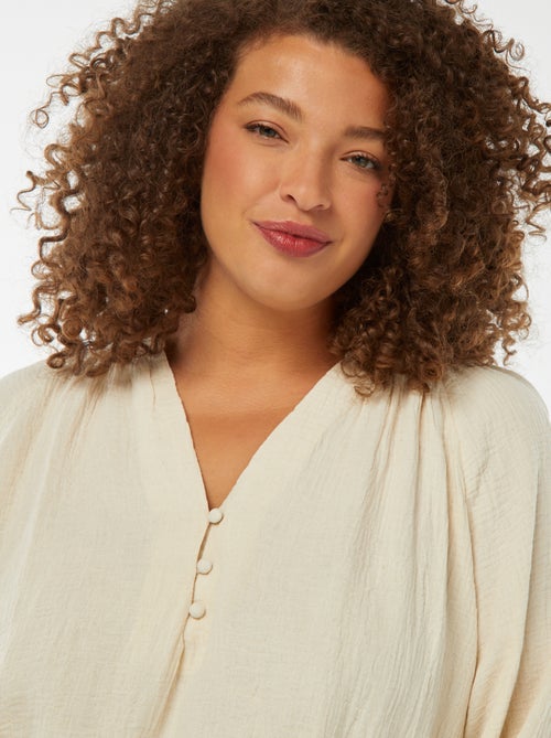 Blusa in garza di cotone con maniche a sbuffo - Kiabi