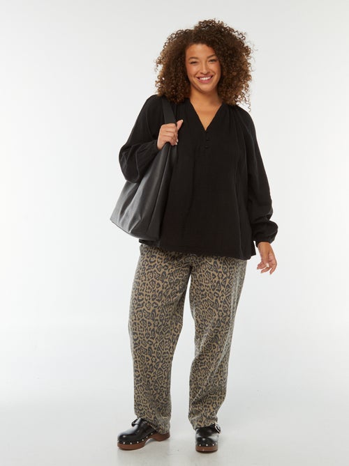 Blusa in garza di cotone con maniche a sbuffo - Kiabi