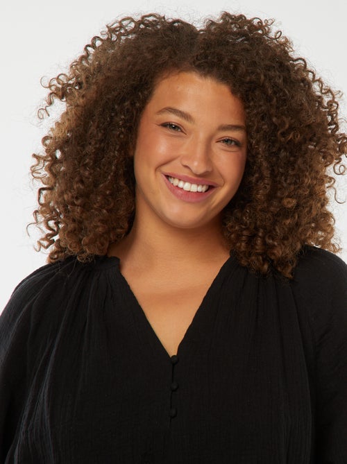 Blusa in garza di cotone con maniche a sbuffo - Kiabi