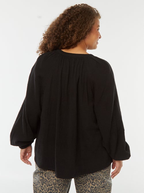 Blusa in garza di cotone con maniche a sbuffo - Kiabi