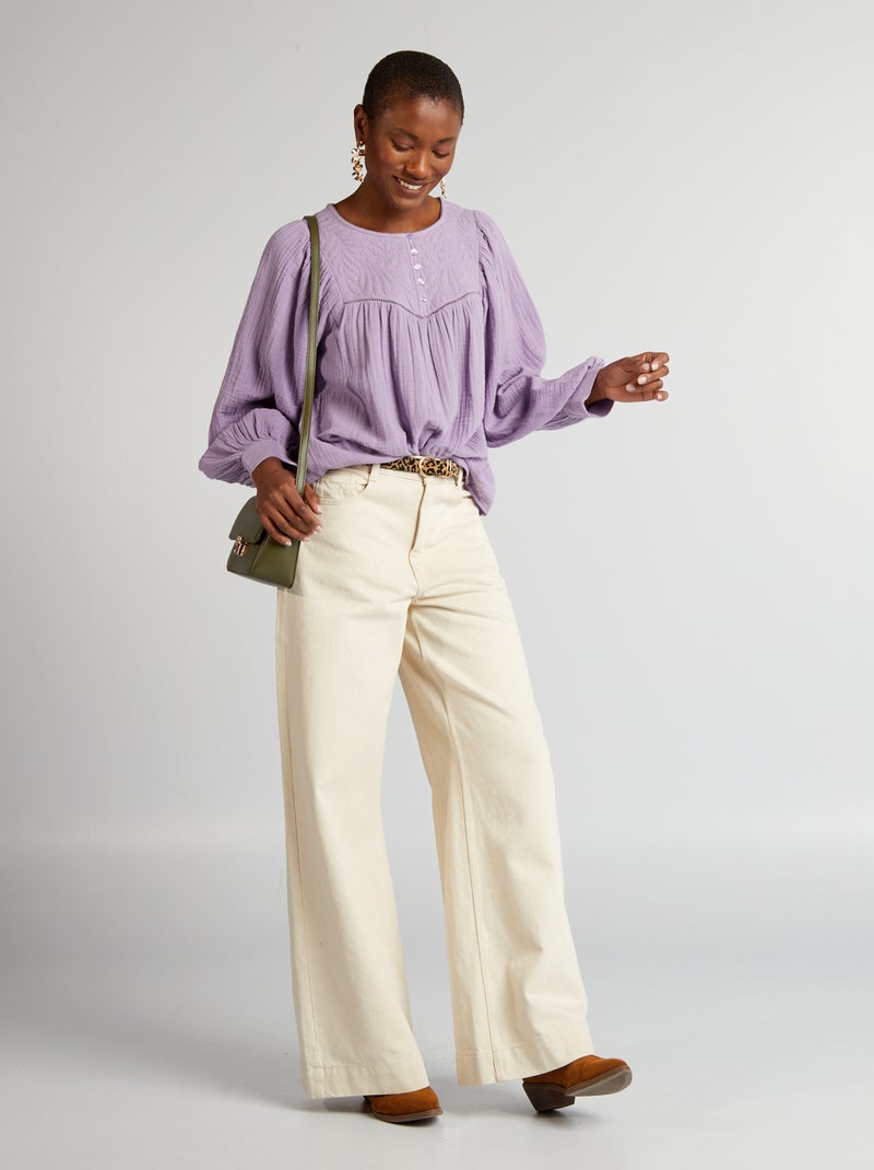 Blusa in garza di cotone con ricamo VIOLA - Kiabi