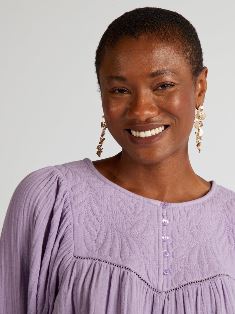 Blusa in garza di cotone con ricamo VIOLA - Kiabi