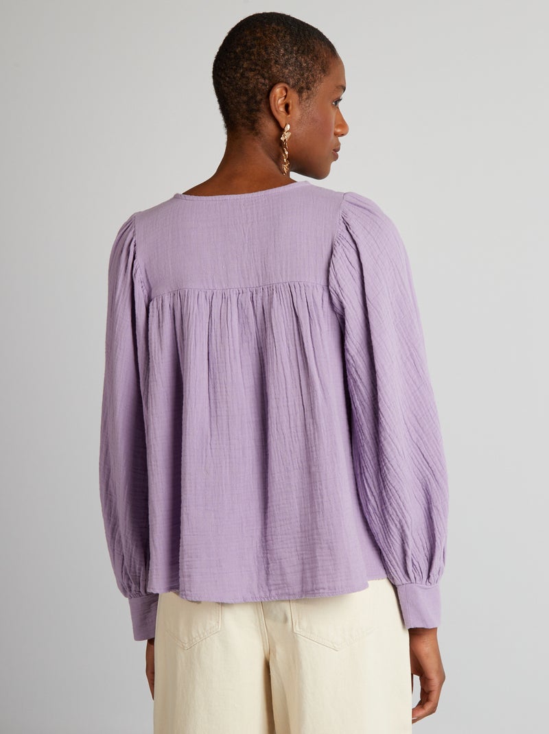 Blusa in garza di cotone con ricamo VIOLA - Kiabi