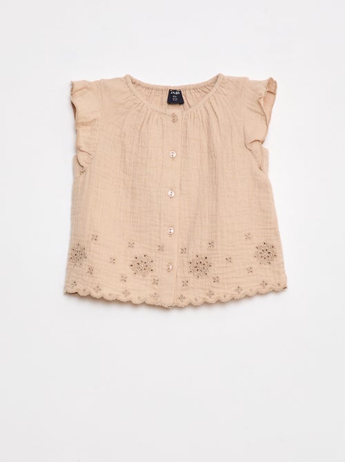 Blusa in garza di cotone con volant sulle maniche corte - Kiabi