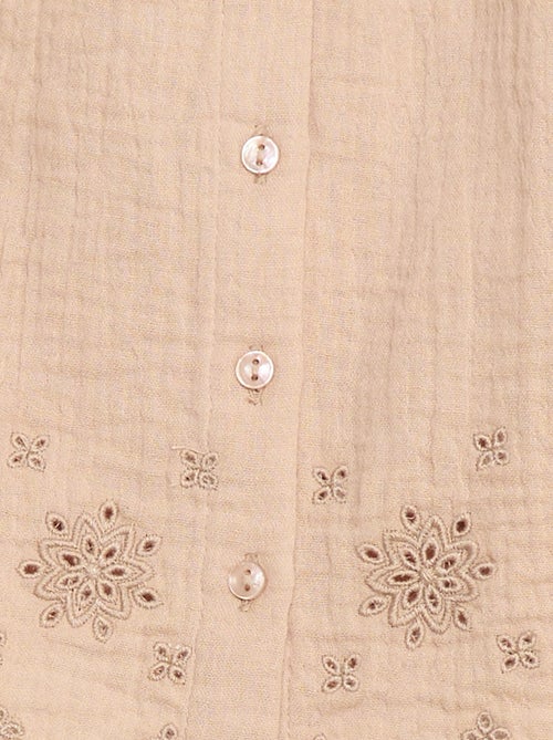 Blusa in garza di cotone con volant sulle maniche corte - Kiabi