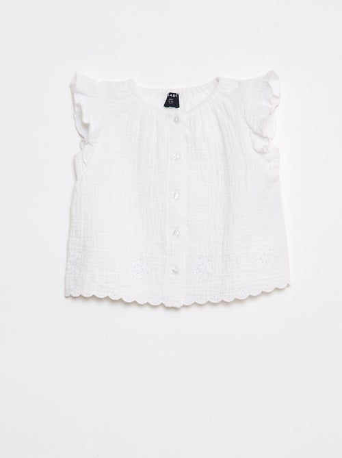 Blusa in garza di cotone con volant sulle maniche corte - Kiabi