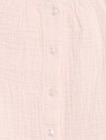 Blusa in garza di cotone con volant sulle maniche corte