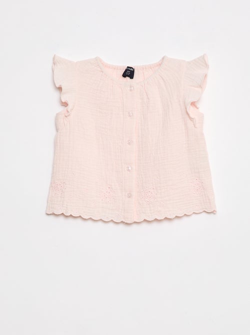 Blusa in garza di cotone con volant sulle maniche corte - Kiabi