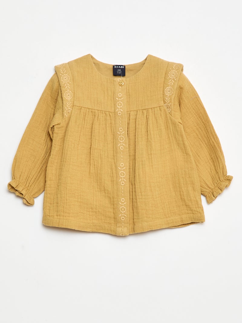 Blusa in garza di cotone Giallo - Kiabi