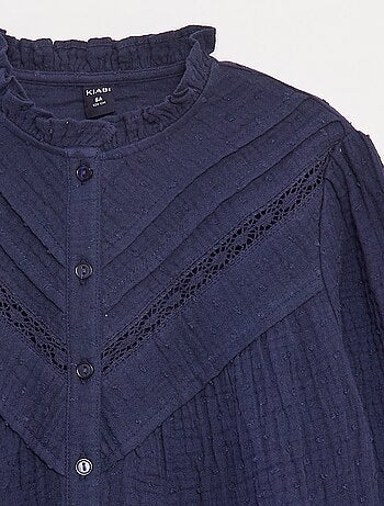 Blusa in garza di cotone plumetis
