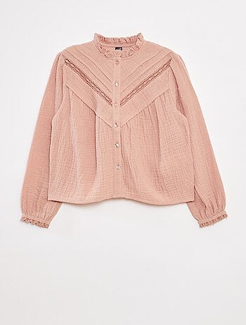 Blusa in garza di cotone plumetis