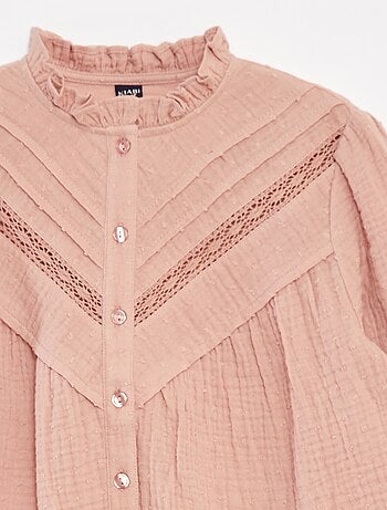 Blusa in garza di cotone plumetis