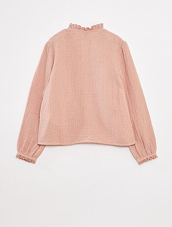 Blusa in garza di cotone plumetis