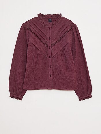 Blusa in garza di cotone plumetis