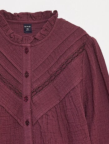 Blusa in garza di cotone plumetis