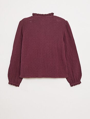 Blusa in garza di cotone plumetis