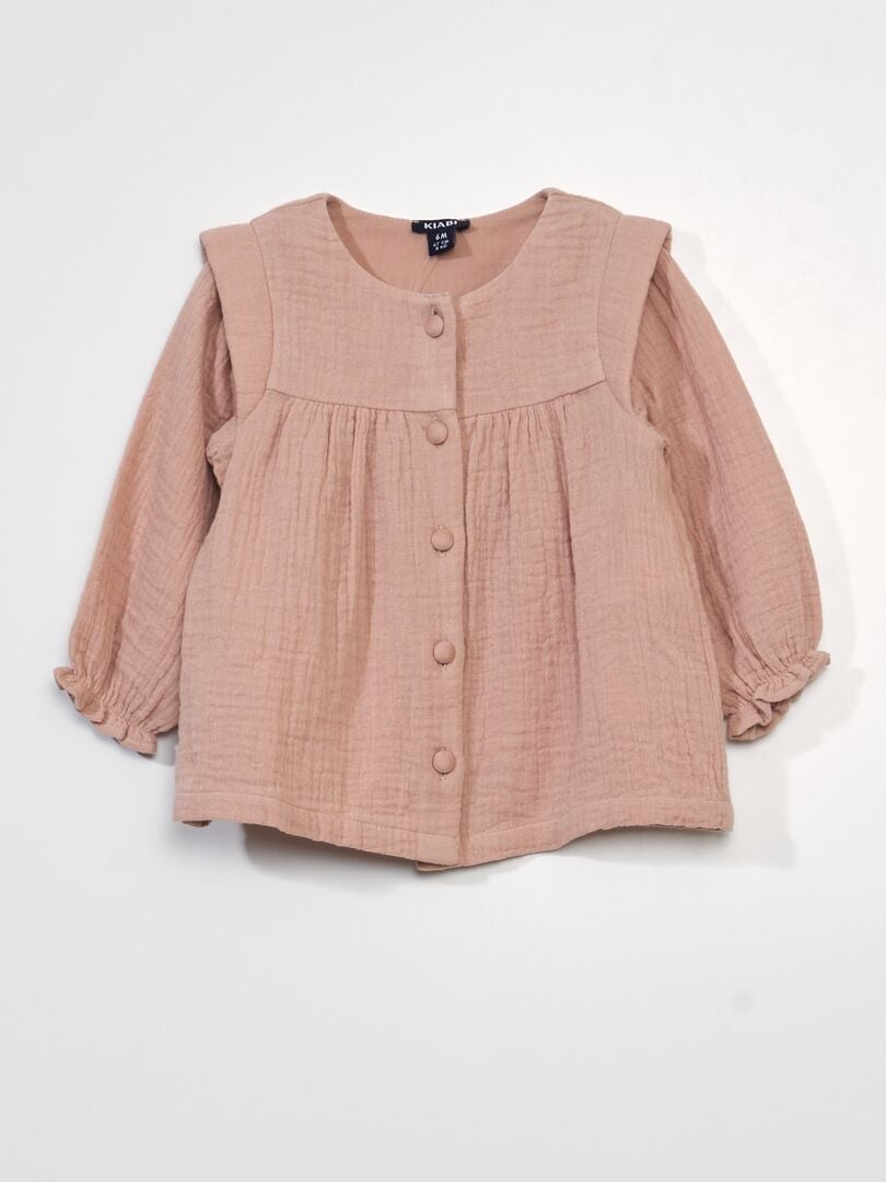 Blusa in garza di cotone ROSA - Kiabi